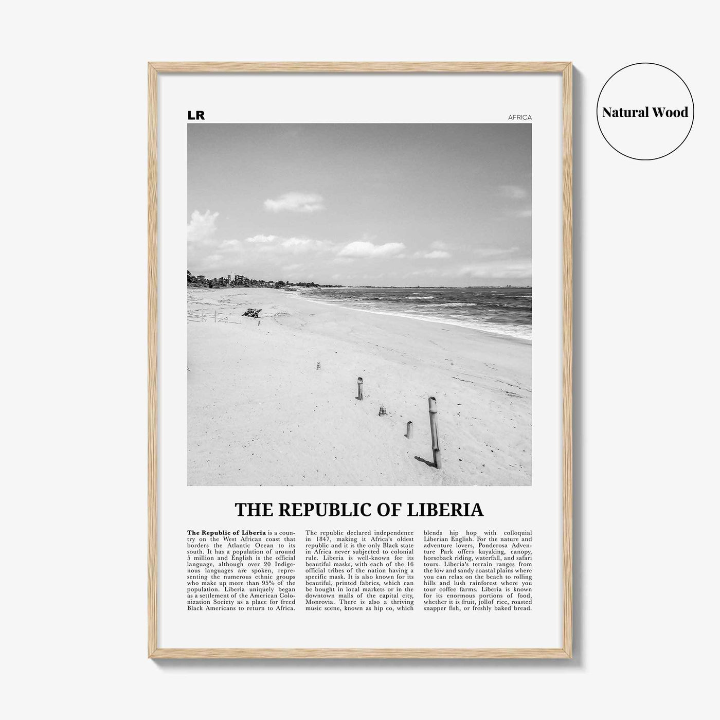 Republic of Liberia Print Black and White, Liberia Wall Art, Liberia Poster, Liberia Photo, Liberia Wall Decor, Africa Poster Print