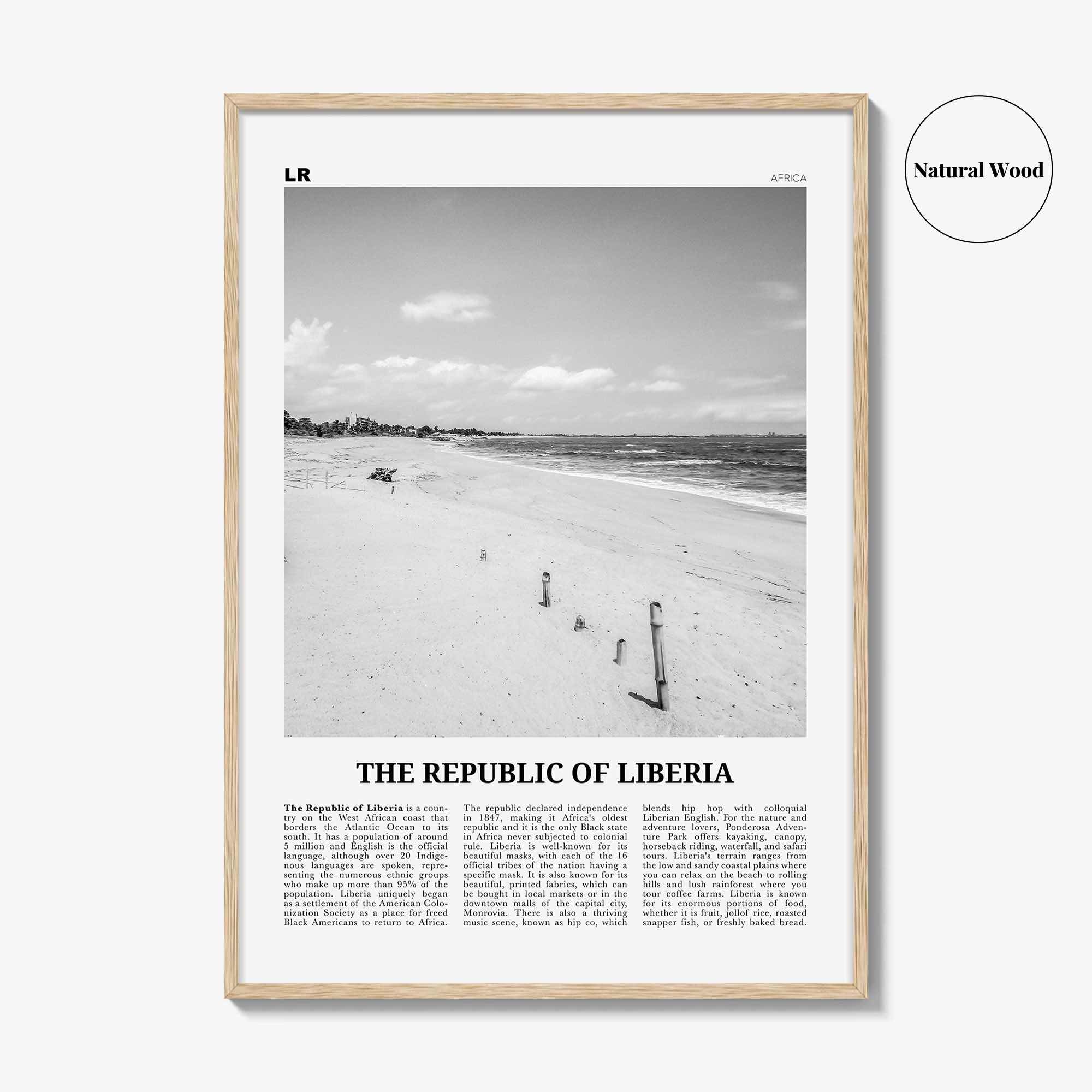 Republic of Liberia Print Black and White, Liberia Wall Art, Liberia Poster, Liberia Photo, Liberia Wall Decor, Africa Poster Print