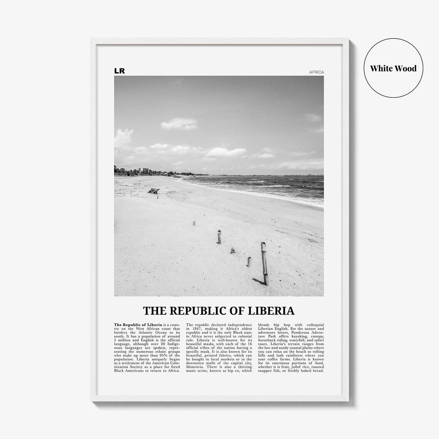 Republic of Liberia Print Black and White, Liberia Wall Art, Liberia Poster, Liberia Photo, Liberia Wall Decor, Africa Poster Print