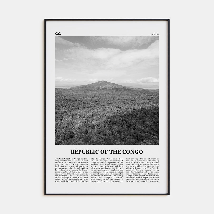 Republic of the Congo Travel B&W Poster