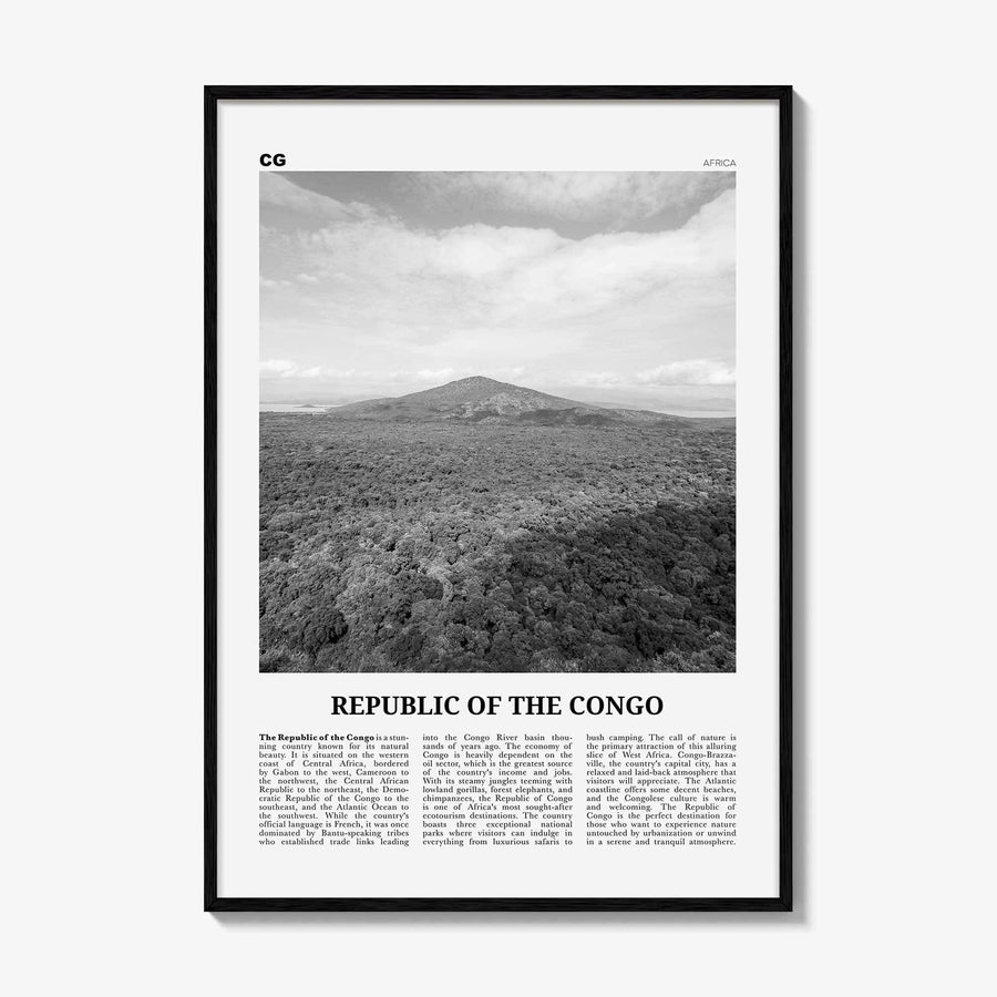 Republic of the Congo Print Black and White, Congo Wall Art, Congo Poster, Congo Photo, Congo Wall Decor, Congo-Brazzaville, Africa