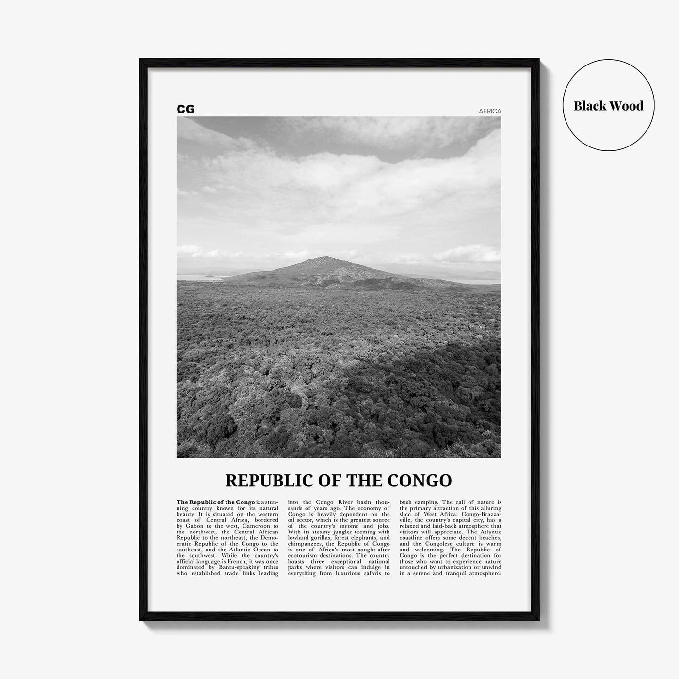 Republic of the Congo Print Black and White, Congo Wall Art, Congo Poster, Congo Photo, Congo Wall Decor, Congo-Brazzaville, Africa