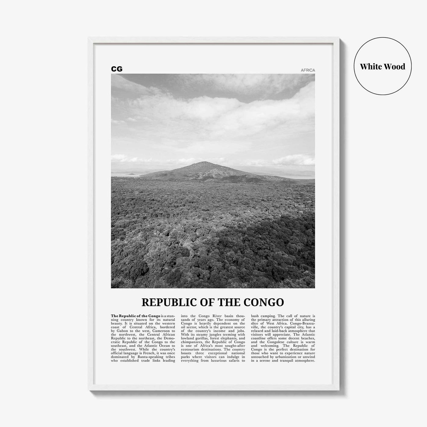 Republic of the Congo Print Black and White, Congo Wall Art, Congo Poster, Congo Photo, Congo Wall Decor, Congo-Brazzaville, Africa