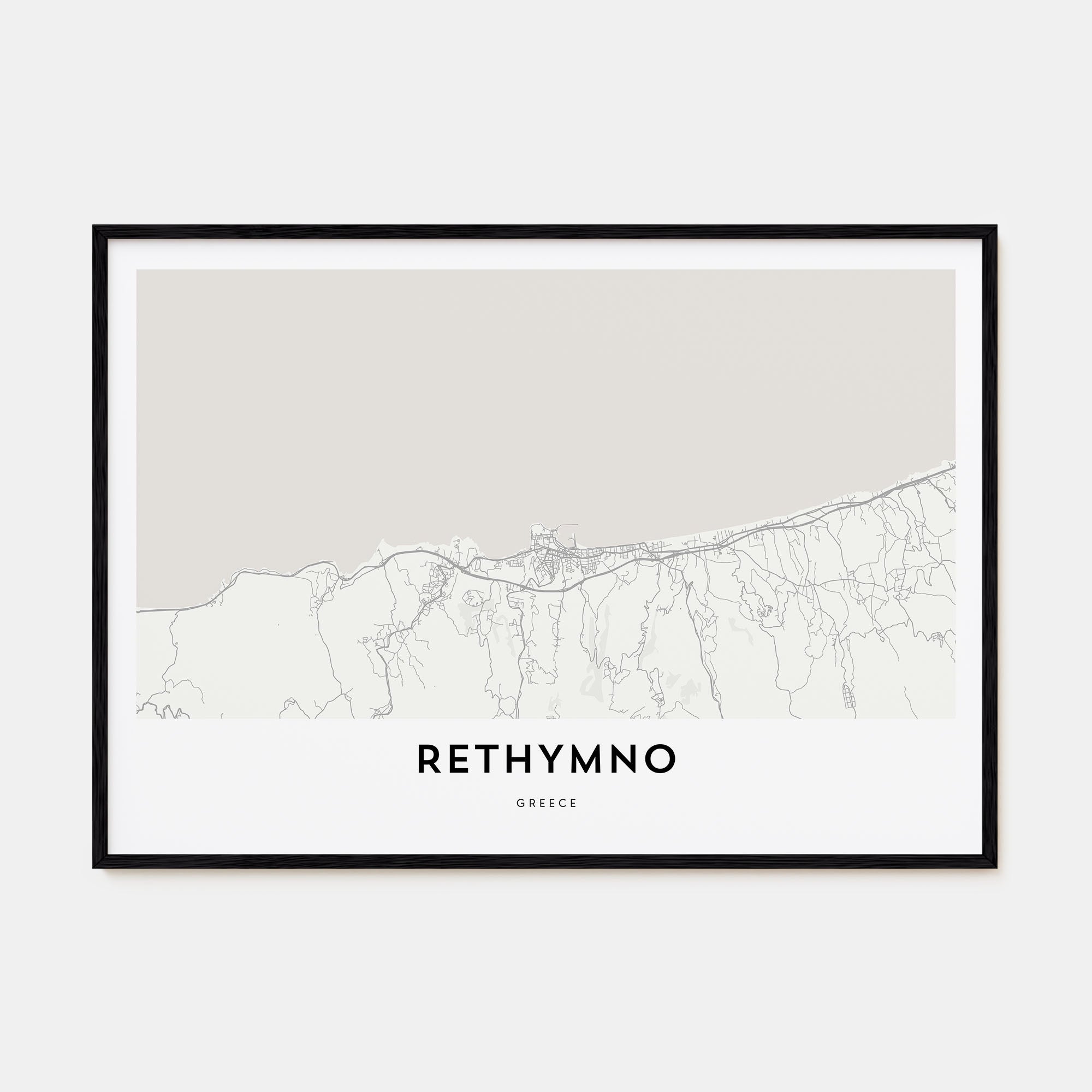 Rethymno Map Landscape Poster