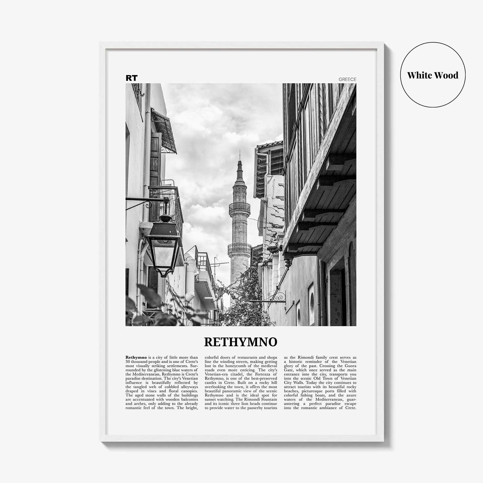 Rethymno Print Black and White, Rethymno Wall Art, Rethymno Poster, Rethymno Photo, Rethymno Wall Décor, Ρέθυμνο, Greece, Crete