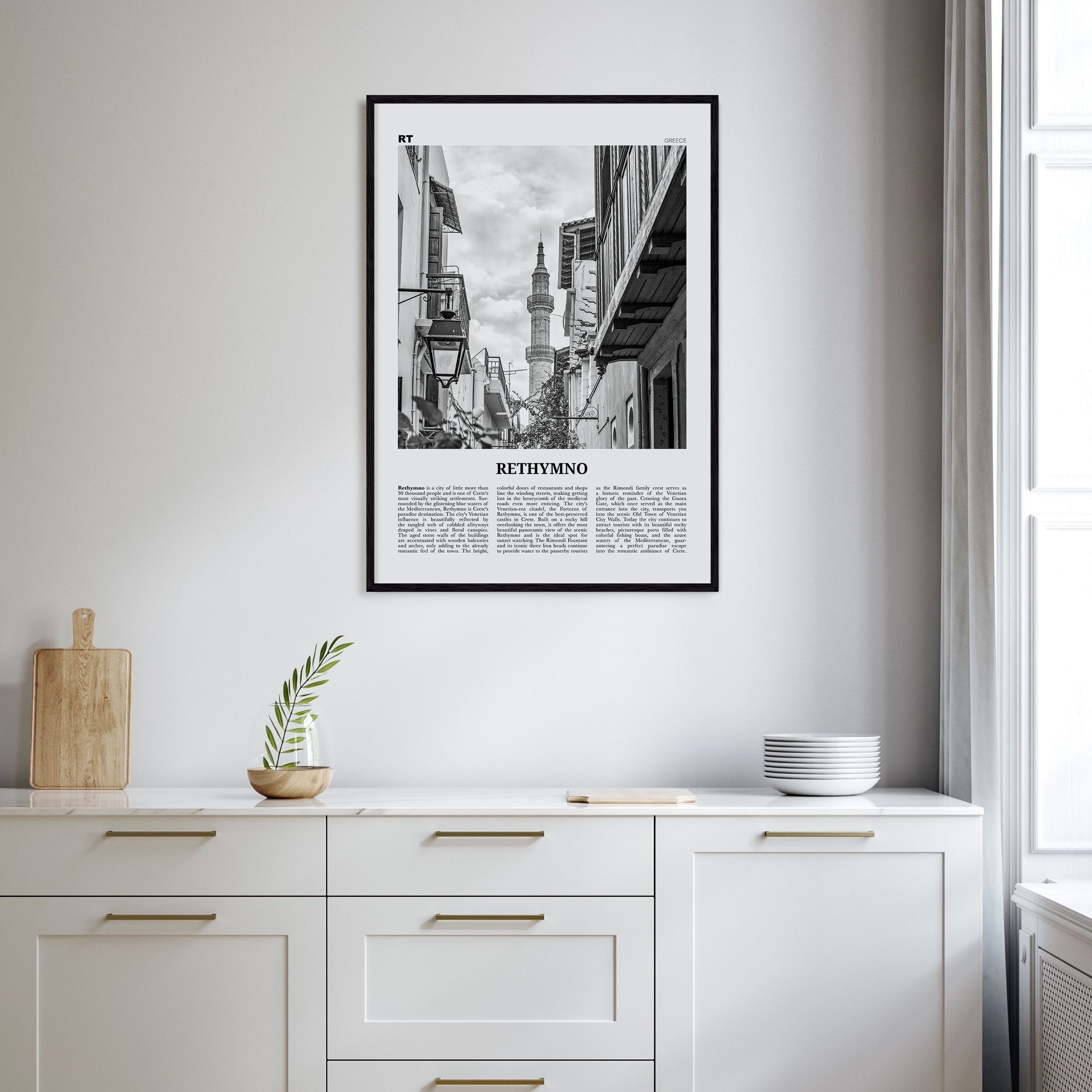 Rethymno Travel B&W Poster