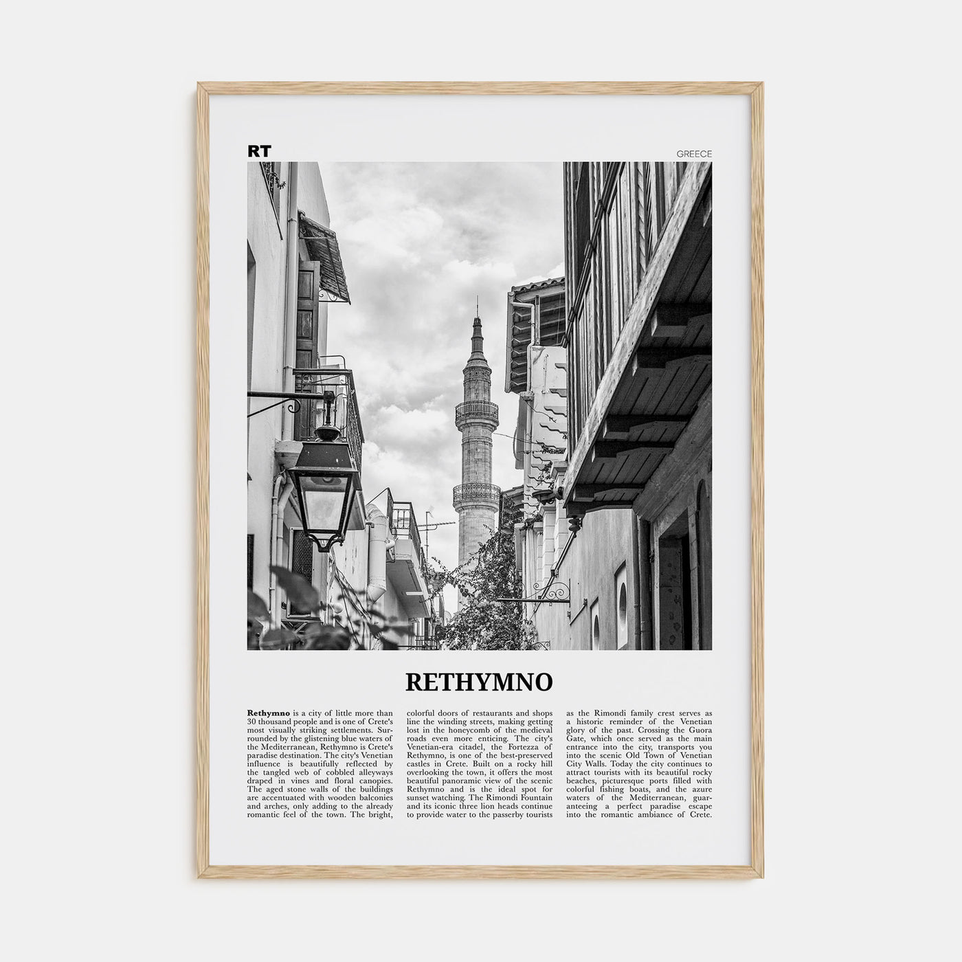 Rethymno Travel B&W Poster