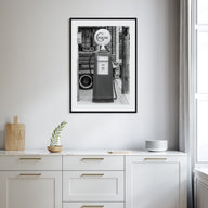 Retro Gas Pump Photo B&W Poster
