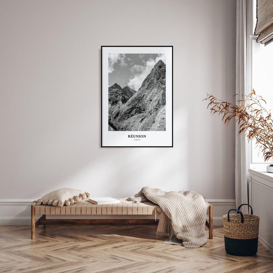 Réunion Portrait B&W Poster