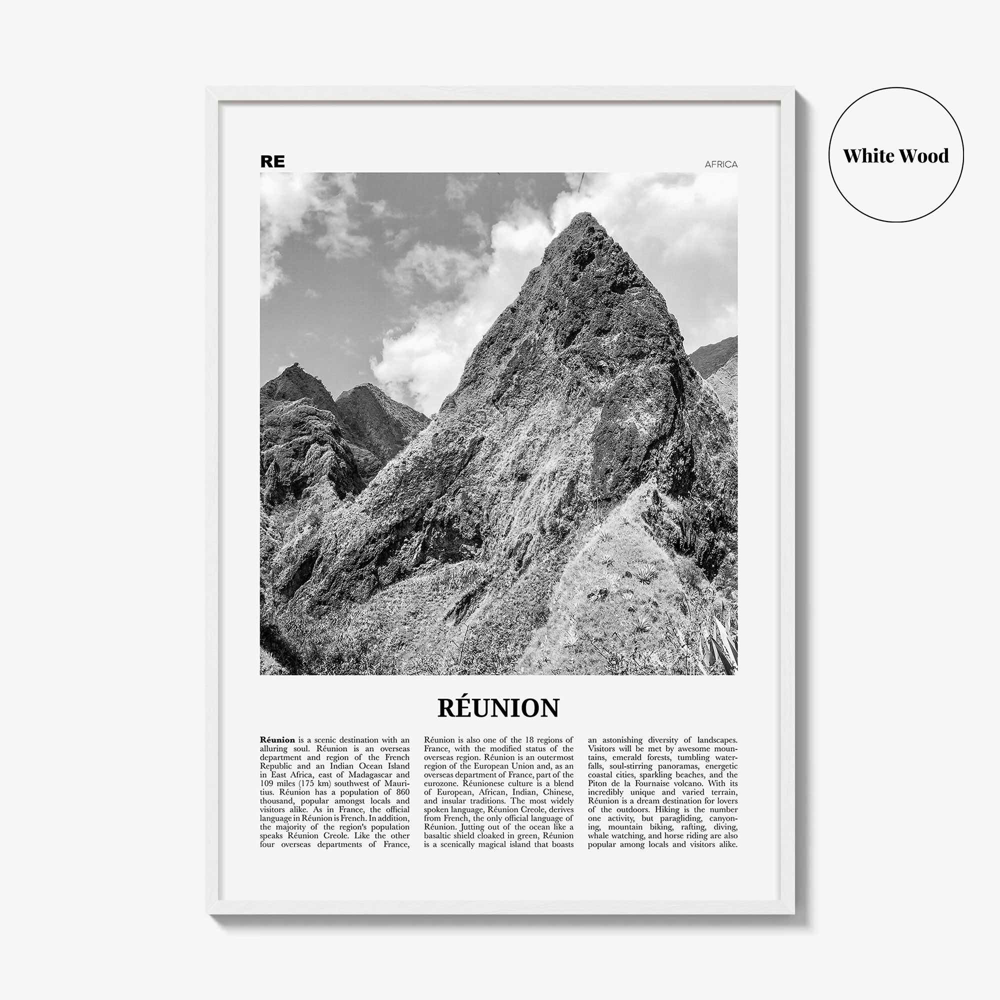 Reunion Print Black and White, Réunion Wall Art, Réunion Poster, Réunion Photo, Réunion Wall Decor, Reunion, La Réunion, Île Bourbon, Africa