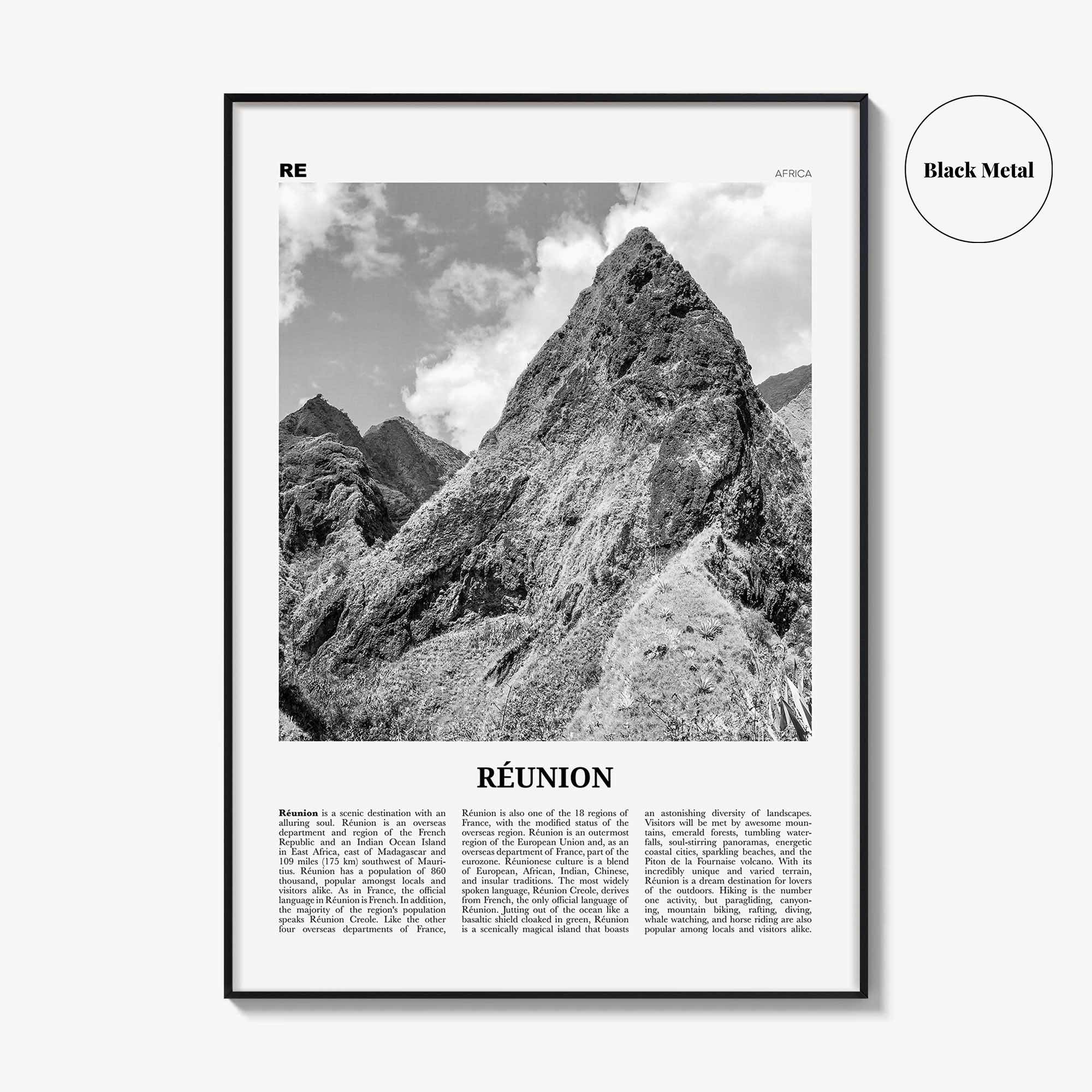 Reunion Print Black and White, Réunion Wall Art, Réunion Poster, Réunion Photo, Réunion Wall Decor, Reunion, La Réunion, Île Bourbon, Africa
