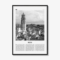 Reus Print Black and White, Reus Wall Art, Reus Poster, Reus Photo, Reus Wall Décor, Reus Map, Spain