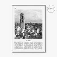Reus Print Black and White, Reus Wall Art, Reus Poster, Reus Photo, Reus Wall Décor, Reus Map, Spain