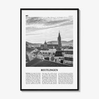 Reutlingen Print Black and White, Reutlingen Wall Art, Reutlingen Poster, Reutlingen Photo, Reutlingen Wall Décor, Reutlingen Map, Germany