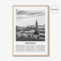 Reutlingen Print Black and White, Reutlingen Wall Art, Reutlingen Poster, Reutlingen Photo, Reutlingen Wall Décor, Reutlingen Map, Germany