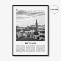 Reutlingen Print Black and White, Reutlingen Wall Art, Reutlingen Poster, Reutlingen Photo, Reutlingen Wall Décor, Reutlingen Map, Germany