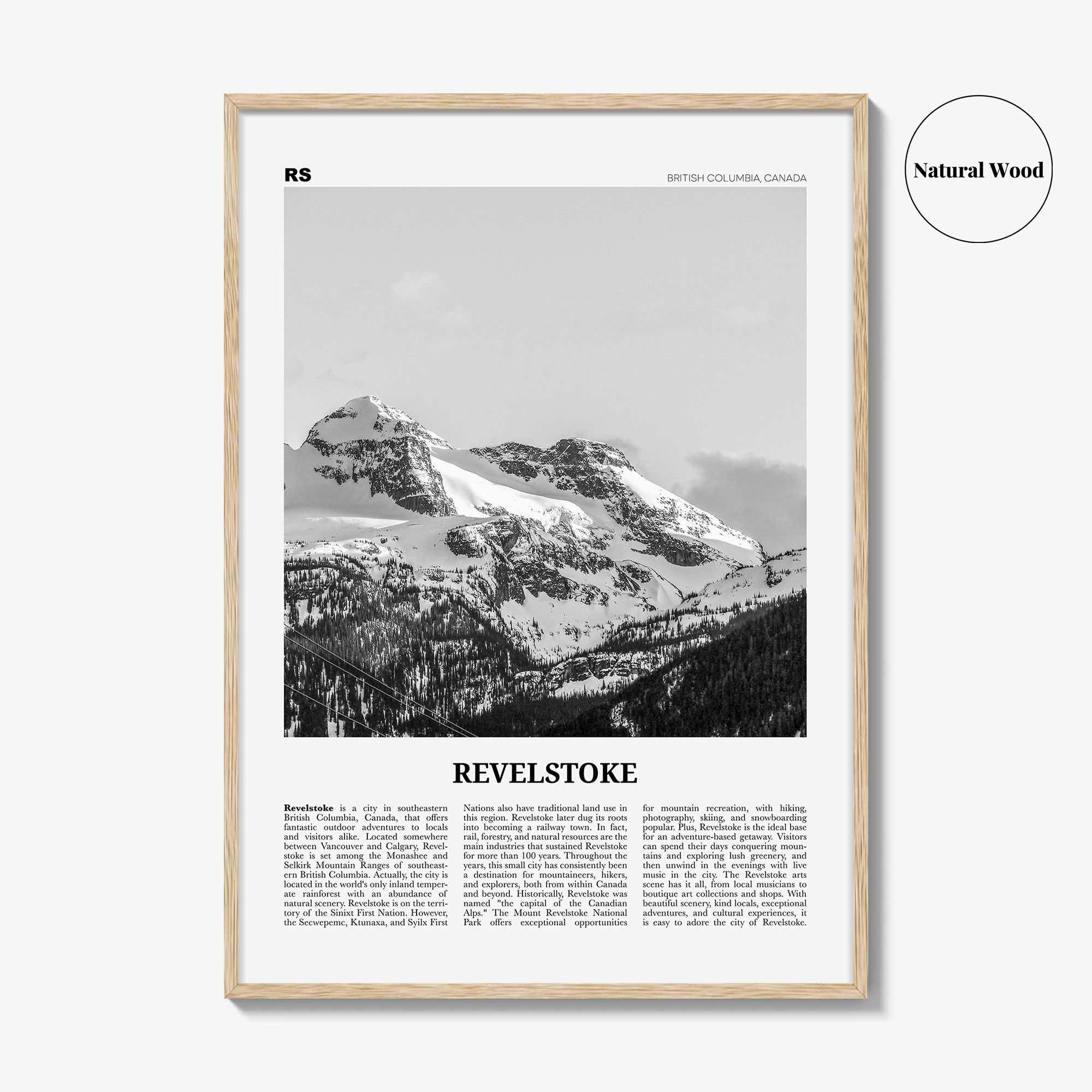 Revelstoke Print Black and White, Revelstoke Wall Art, Revelstoke Poster, Revelstoke Photo, Revelstoke Wall Décor, British Columbia, Canada