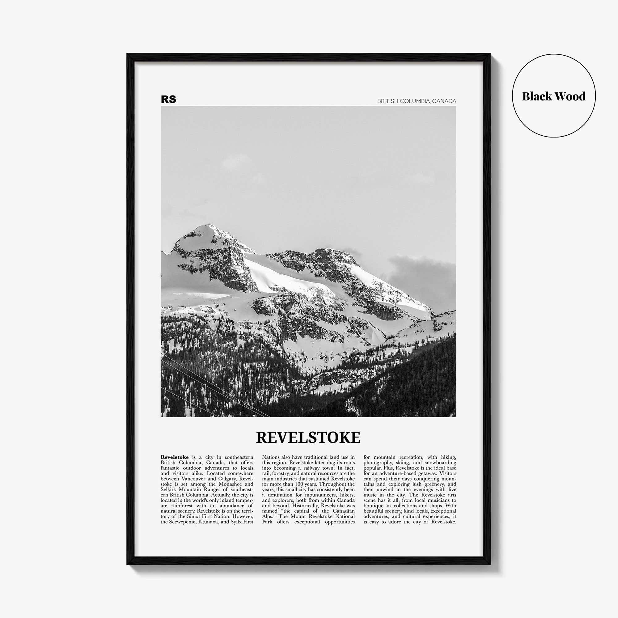 Revelstoke Print Black and White, Revelstoke Wall Art, Revelstoke Poster, Revelstoke Photo, Revelstoke Wall Décor, British Columbia, Canada
