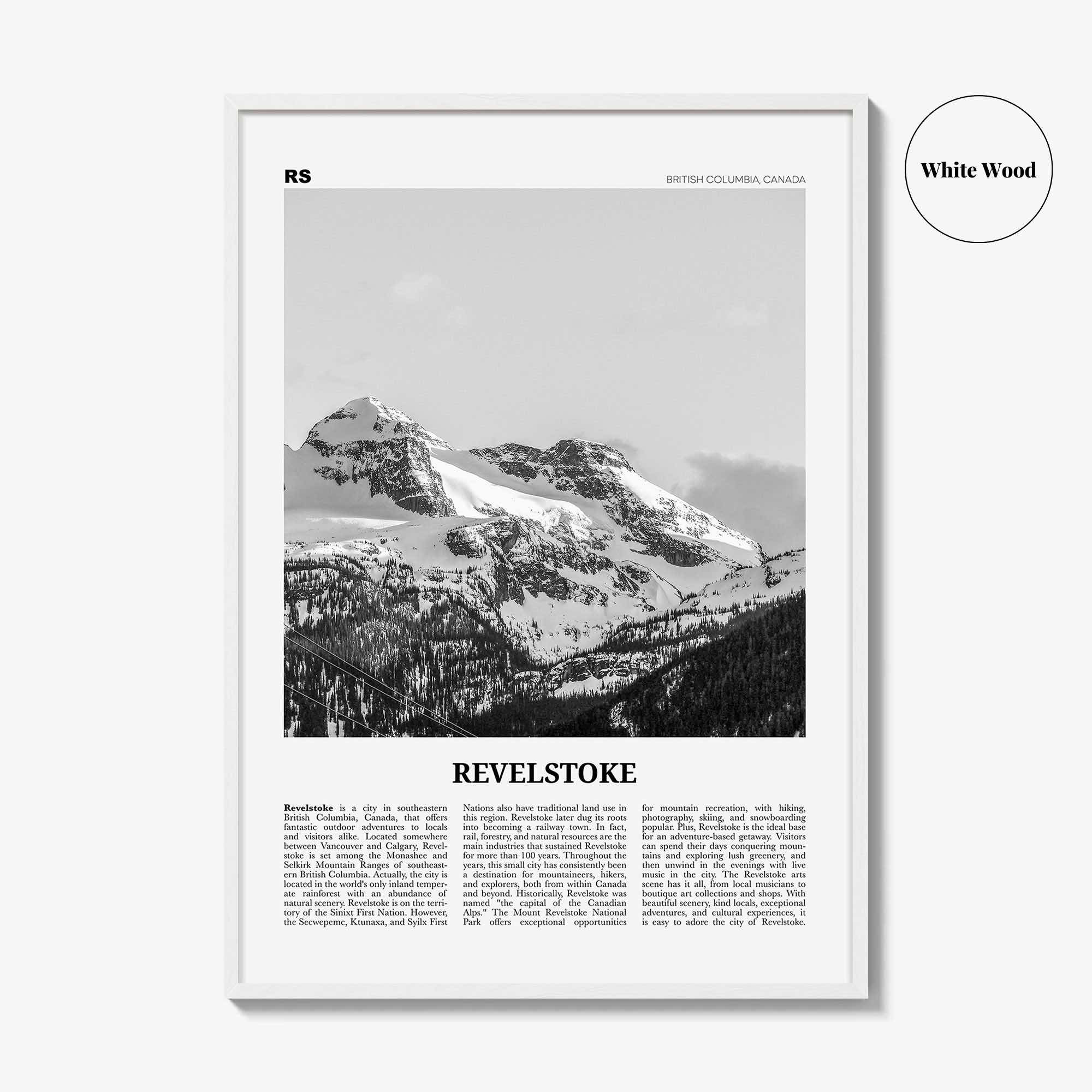 Revelstoke Print Black and White, Revelstoke Wall Art, Revelstoke Poster, Revelstoke Photo, Revelstoke Wall Décor, British Columbia, Canada