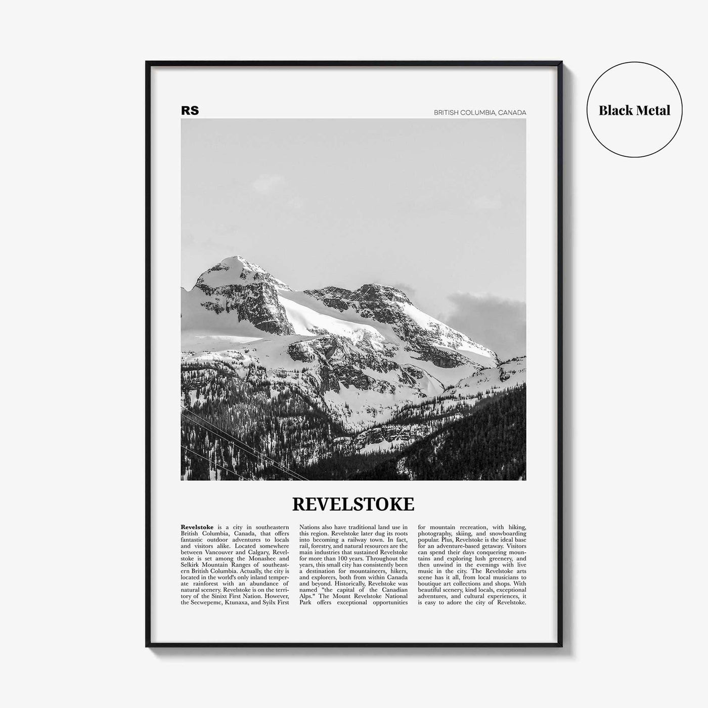 Revelstoke Print Black and White, Revelstoke Wall Art, Revelstoke Poster, Revelstoke Photo, Revelstoke Wall Décor, British Columbia, Canada