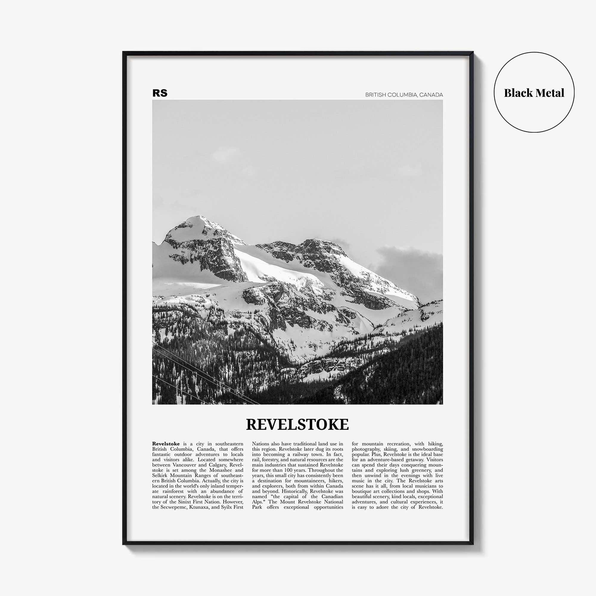 Revelstoke Print Black and White, Revelstoke Wall Art, Revelstoke Poster, Revelstoke Photo, Revelstoke Wall Décor, British Columbia, Canada