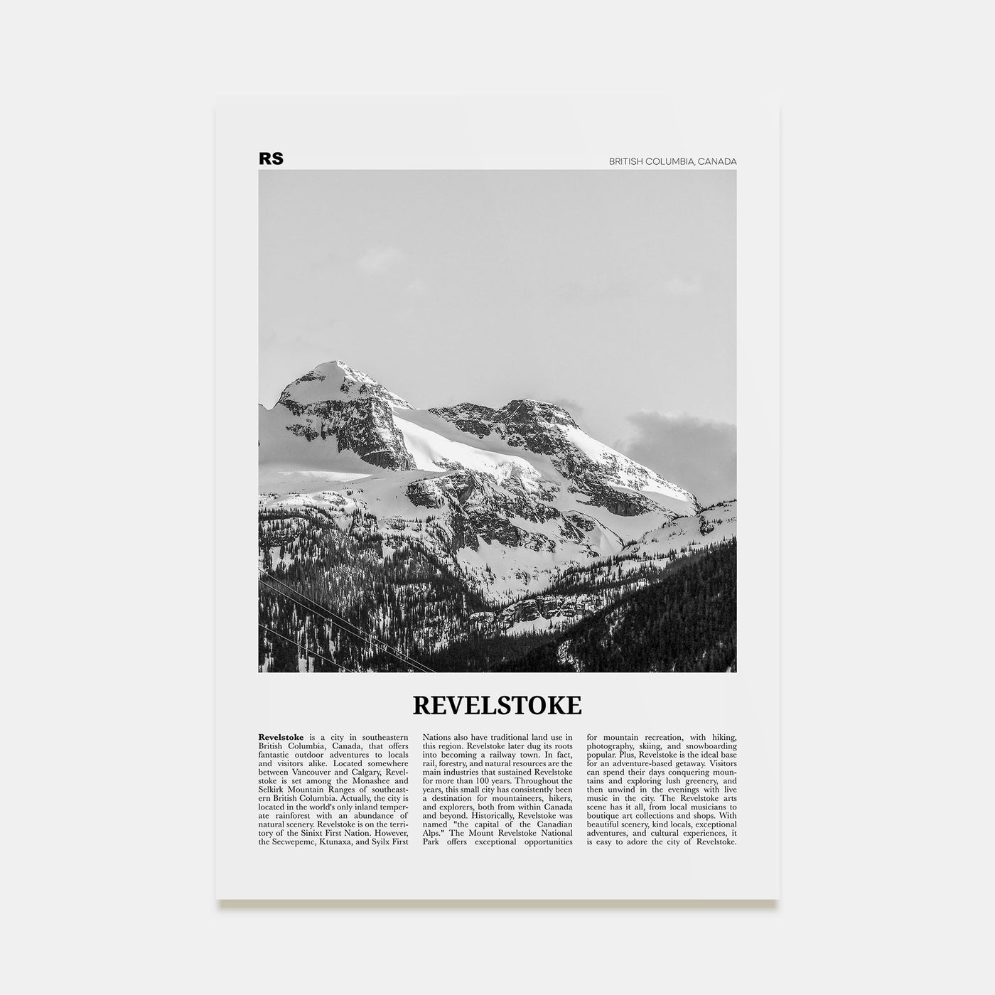 Revelstoke Travel B&W Poster