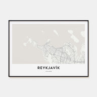 Reykjavík Map Landscape Poster