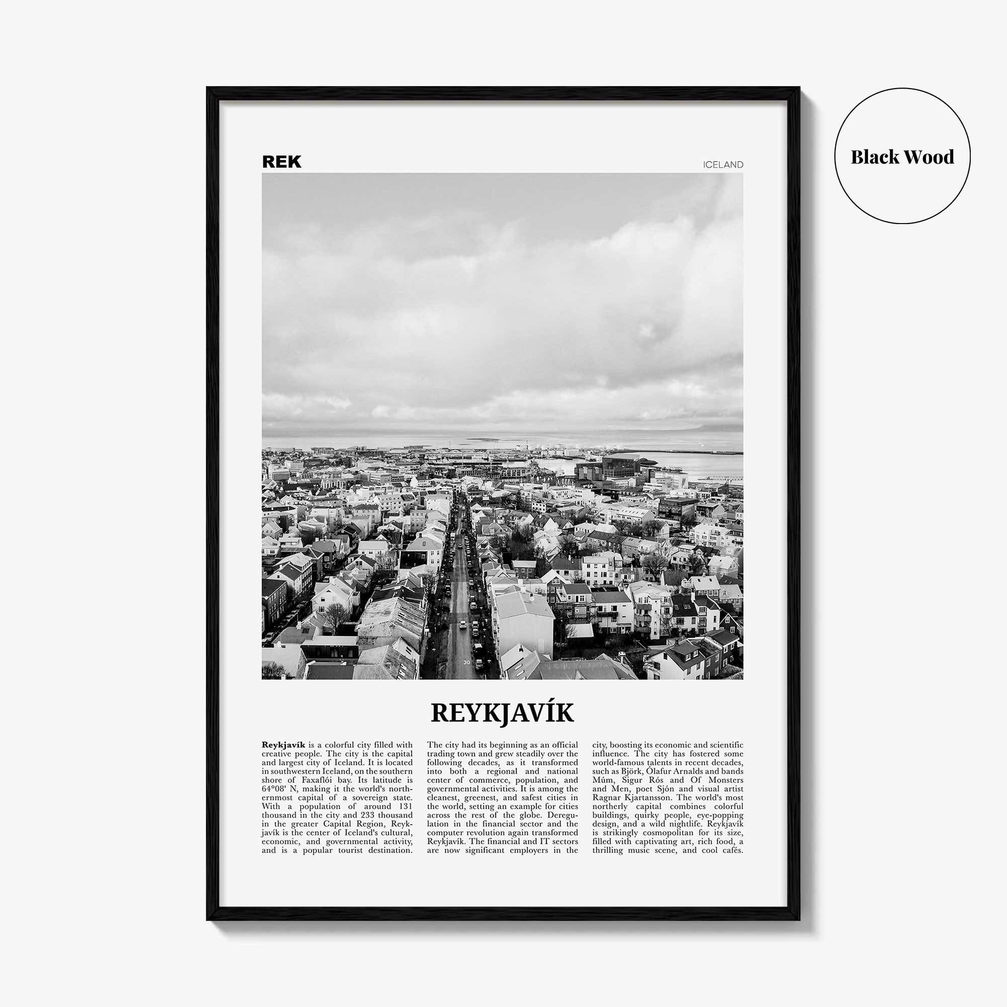 Reykjavik Print Black and White, Reykjavik Wall Art, Reykjavik Poster, Reykjavik Photo, Iceland, Reykjavík, Ísland, Europe