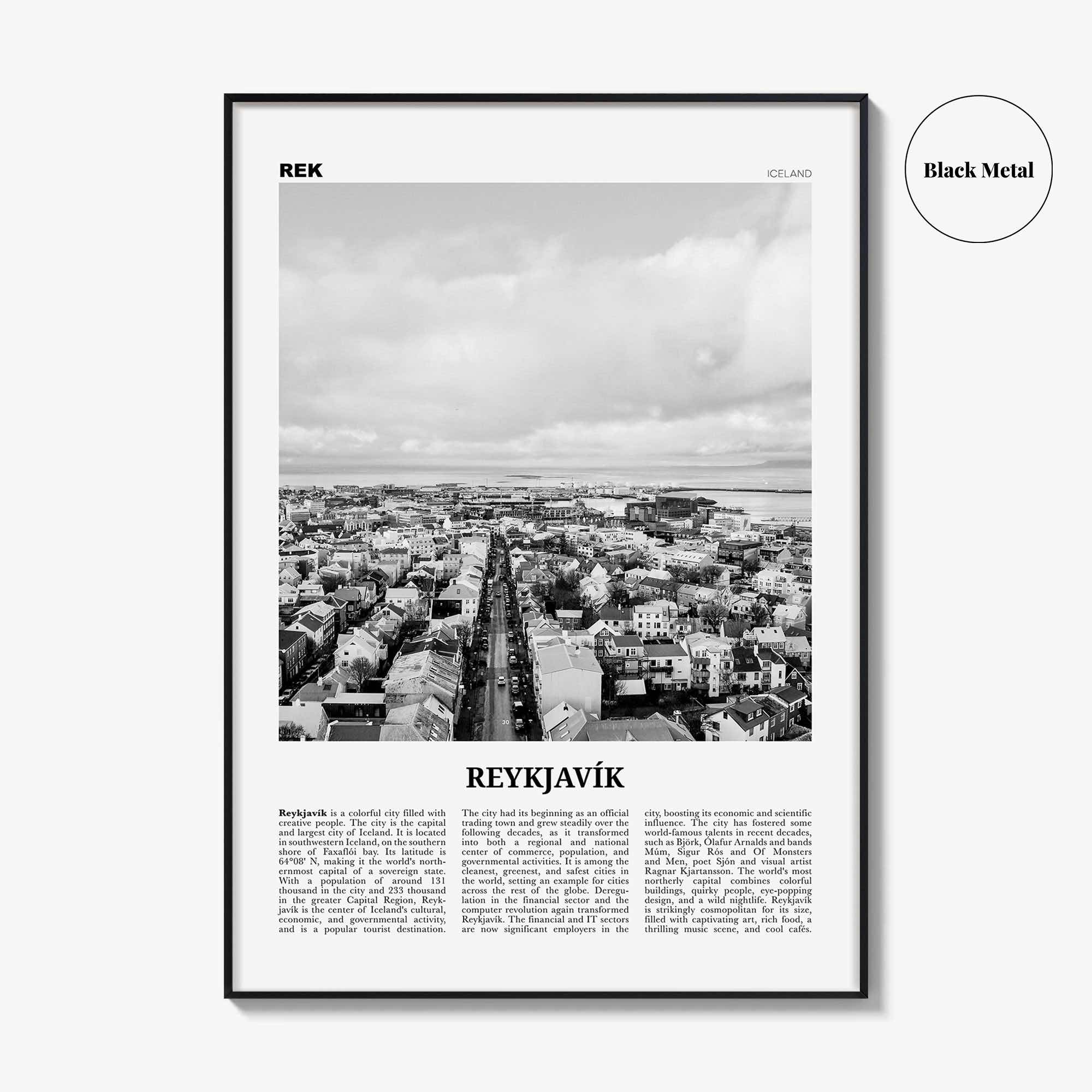 Reykjavik Print Black and White, Reykjavik Wall Art, Reykjavik Poster, Reykjavik Photo, Iceland, Reykjavík, Ísland, Europe