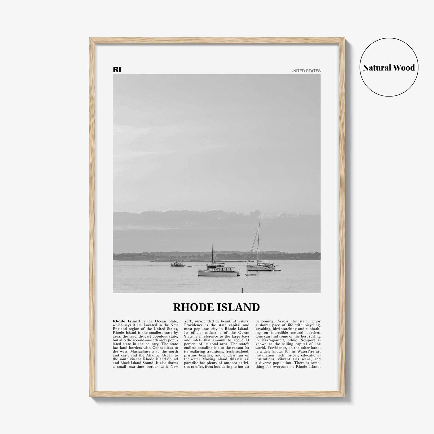 Rhode Island Print Black and White No 1, Rhode Island Wall Art, Rhode Island Poster, Rhode Island Photo, USA, United States, America