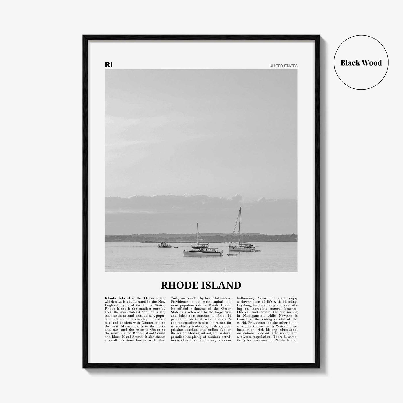 Rhode Island Print Black and White No 1, Rhode Island Wall Art, Rhode Island Poster, Rhode Island Photo, USA, United States, America