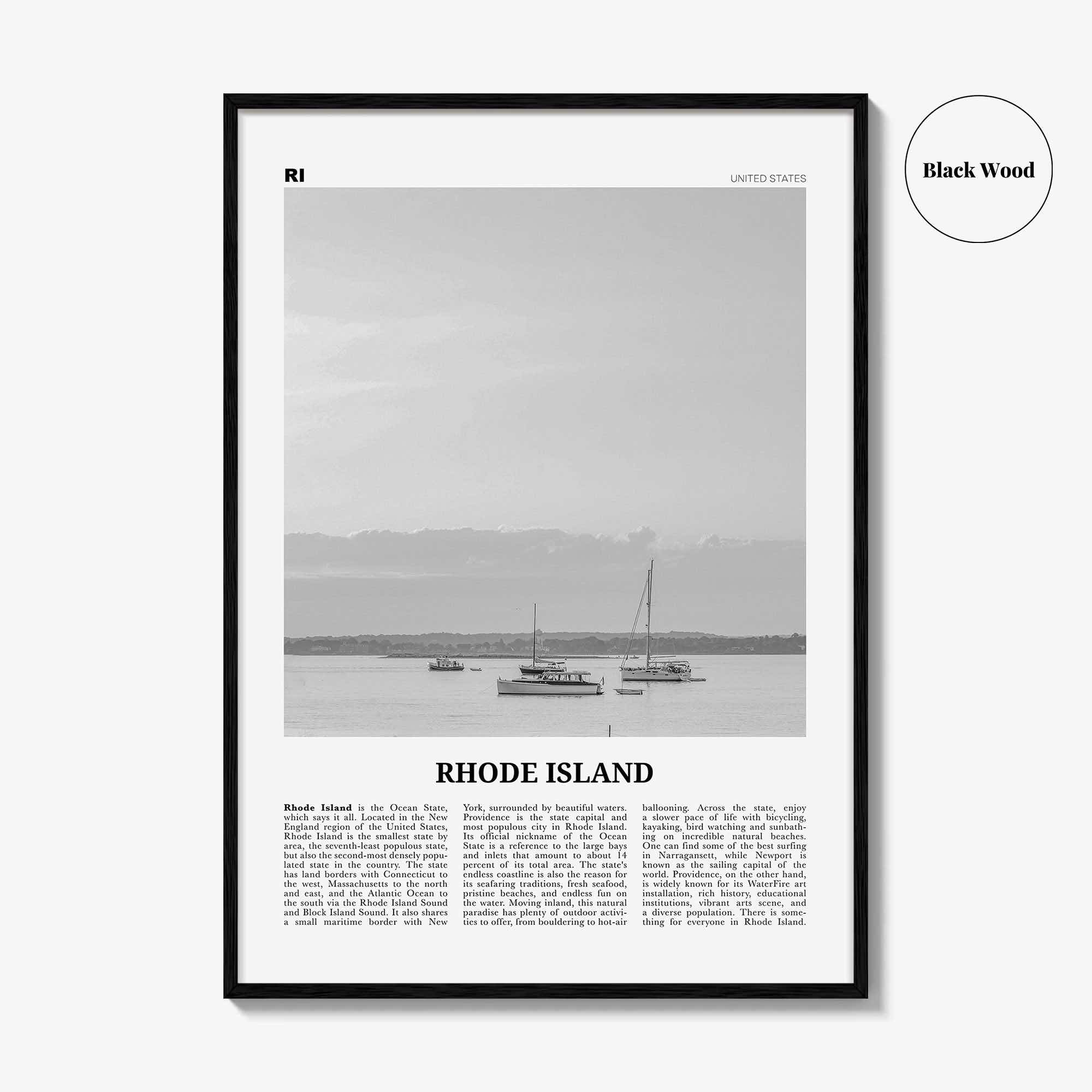 Rhode Island Print Black and White No 1, Rhode Island Wall Art, Rhode Island Poster, Rhode Island Photo, USA, United States, America
