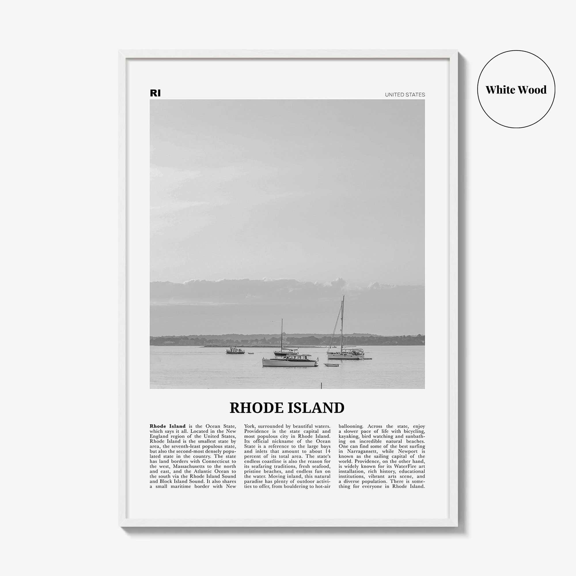 Rhode Island Print Black and White No 1, Rhode Island Wall Art, Rhode Island Poster, Rhode Island Photo, USA, United States, America