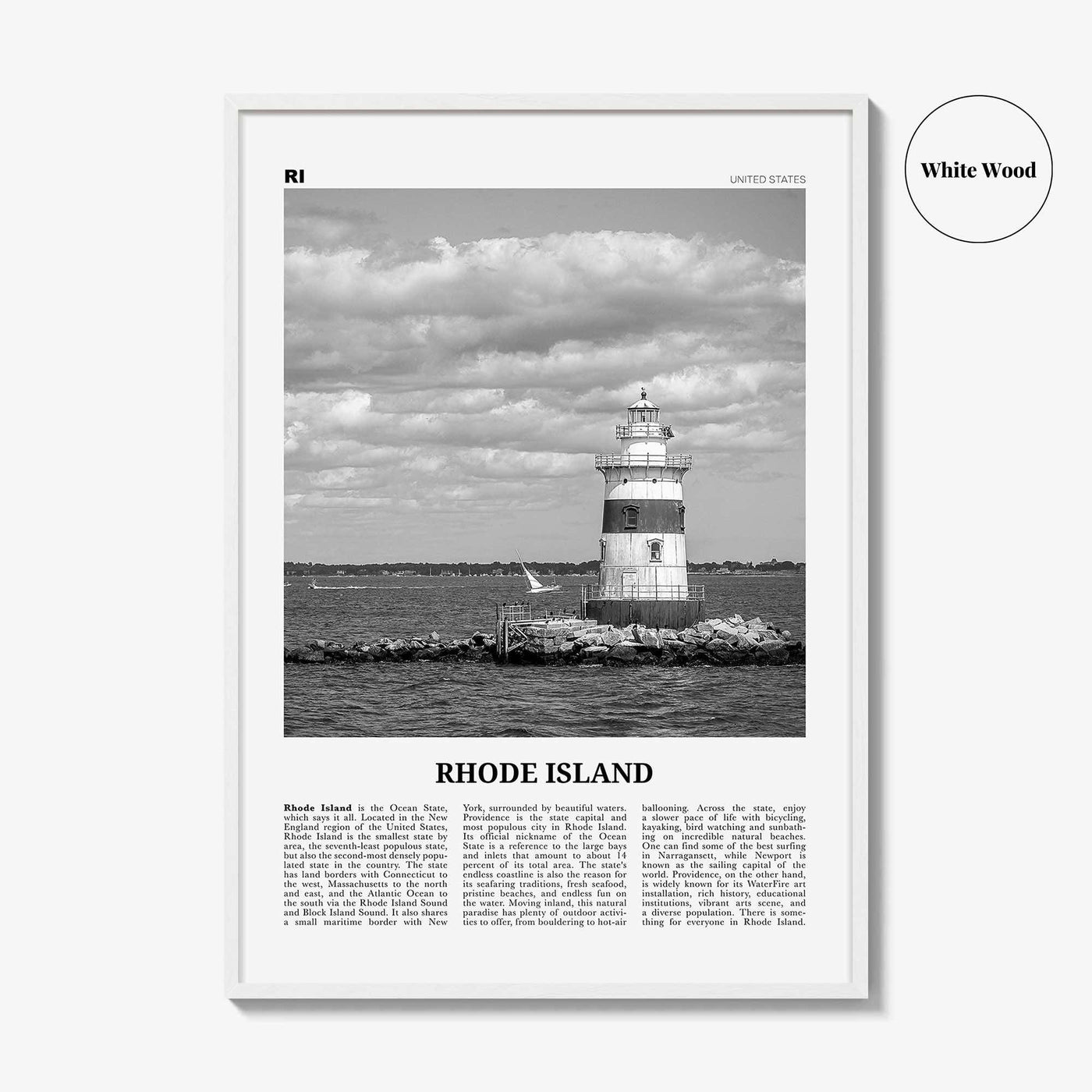 Rhode Island Print Black and White No 3, Rhode Island Art, Rhode Island Poster, Rhode Island Photo, Rhode Island Map