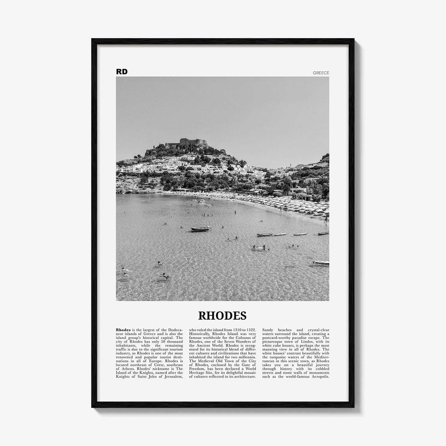 Rhodes Print Black and White, Rhodes Wall Art, Rhodes Poster, Rhodes Photo, Rhodes Wall Décor, Rhodes Island, Greece, Ρόδος, Ελλάδα