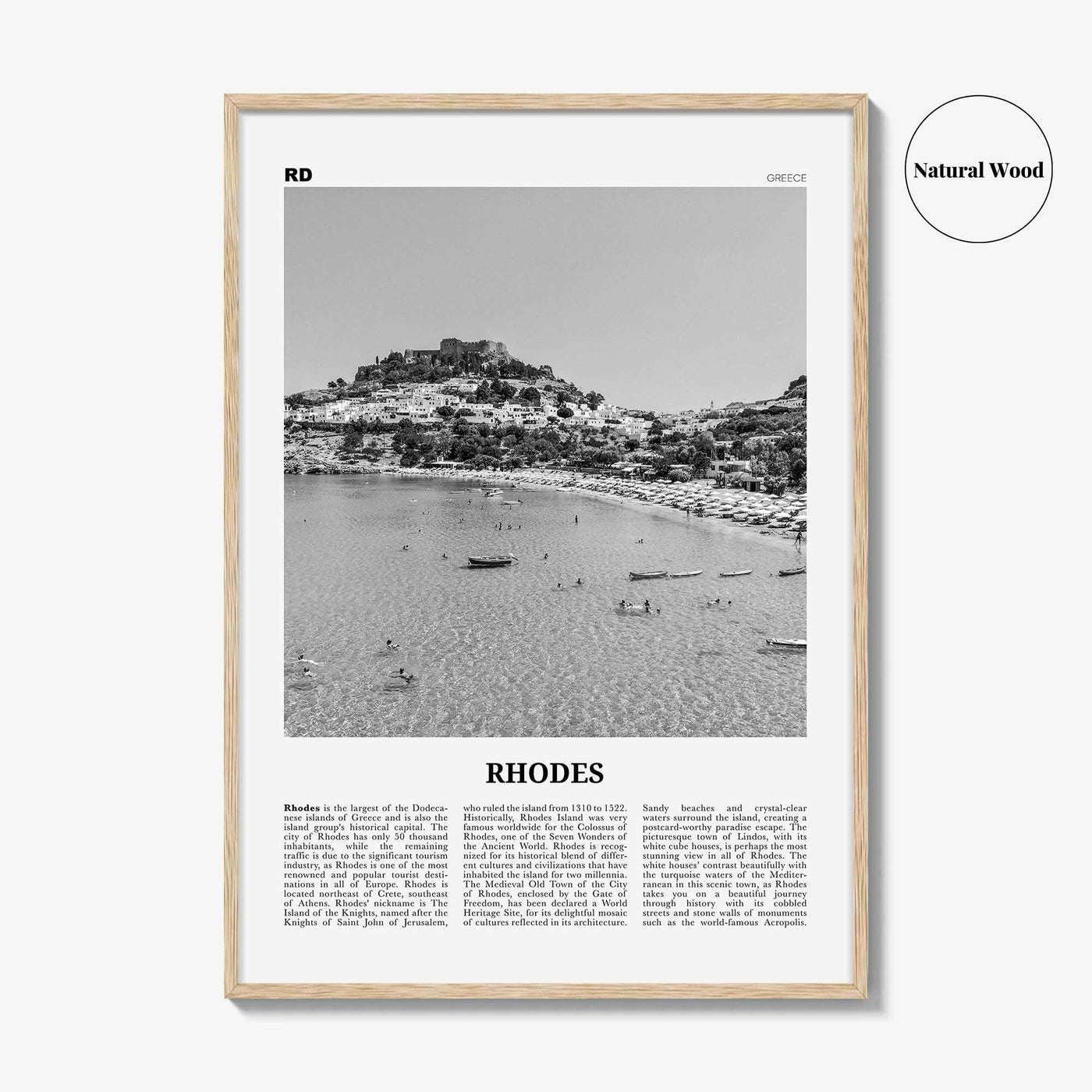 Rhodes Print Black and White, Rhodes Wall Art, Rhodes Poster, Rhodes Photo, Rhodes Wall Décor, Rhodes Island, Greece, Ρόδος, Ελλάδα