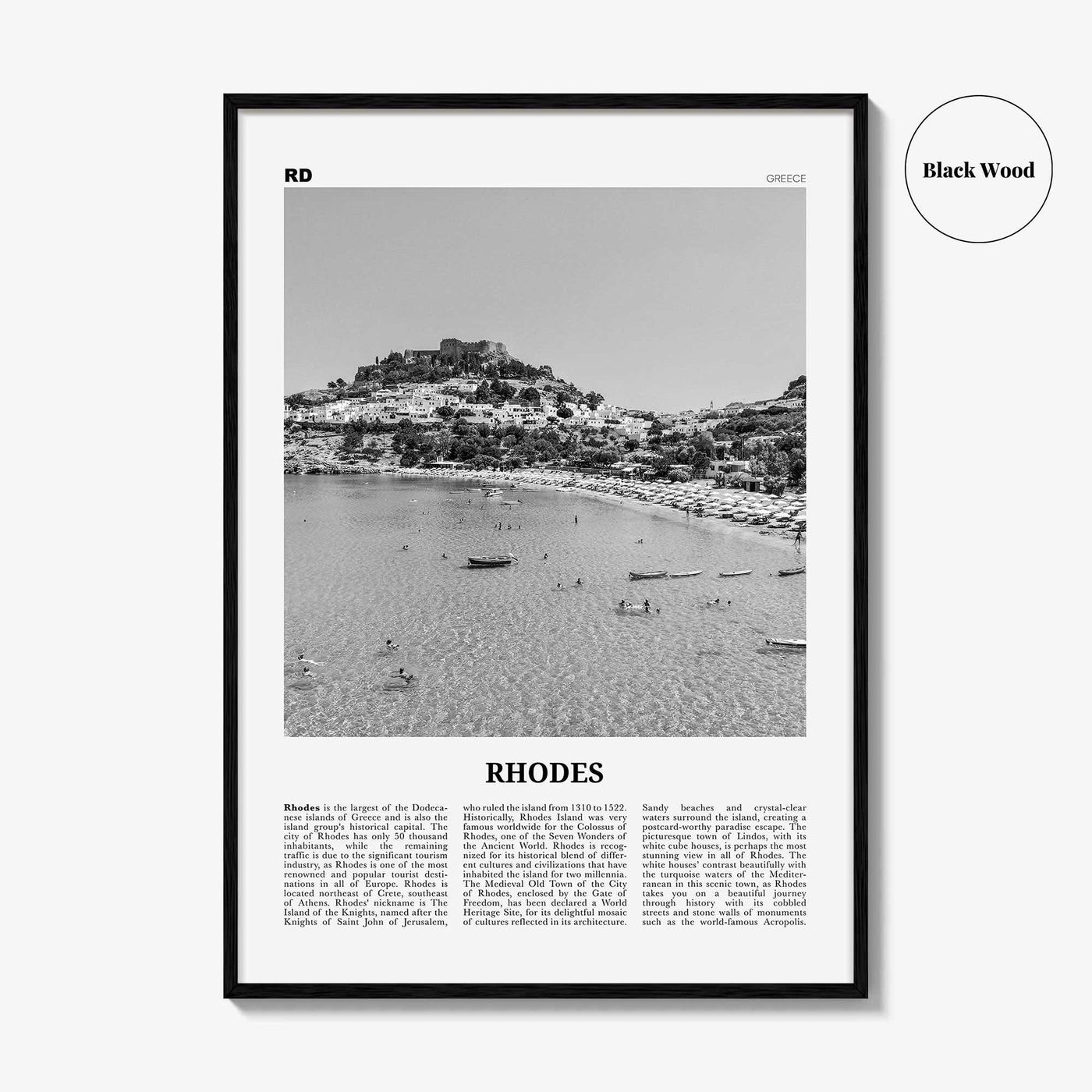 Rhodes Print Black and White, Rhodes Wall Art, Rhodes Poster, Rhodes Photo, Rhodes Wall Décor, Rhodes Island, Greece, Ρόδος, Ελλάδα