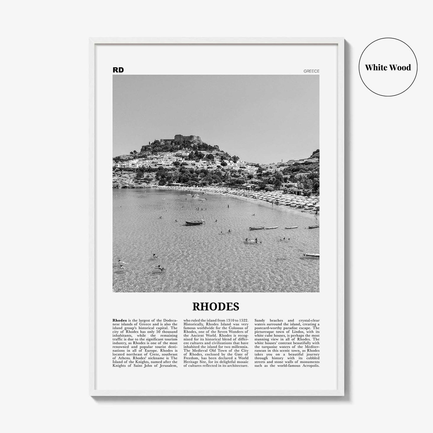 Rhodes Print Black and White, Rhodes Wall Art, Rhodes Poster, Rhodes Photo, Rhodes Wall Décor, Rhodes Island, Greece, Ρόδος, Ελλάδα