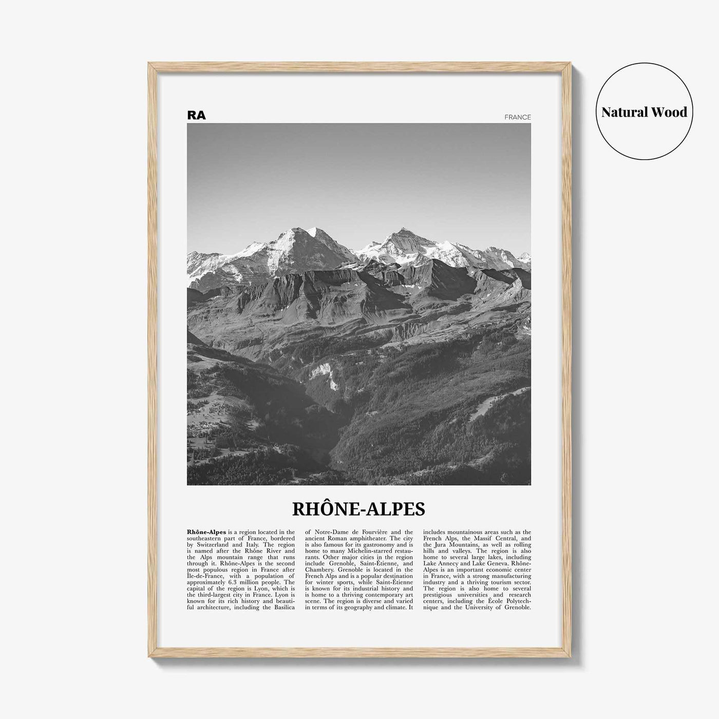 Rhone Alpes Print Black and White, Rhône-Alpes Wall Art, Rhône-Alpes Poster, Rhône-Alpes Photo, Rhône-Alpes Wall Décor, Rhône-Alpes Map