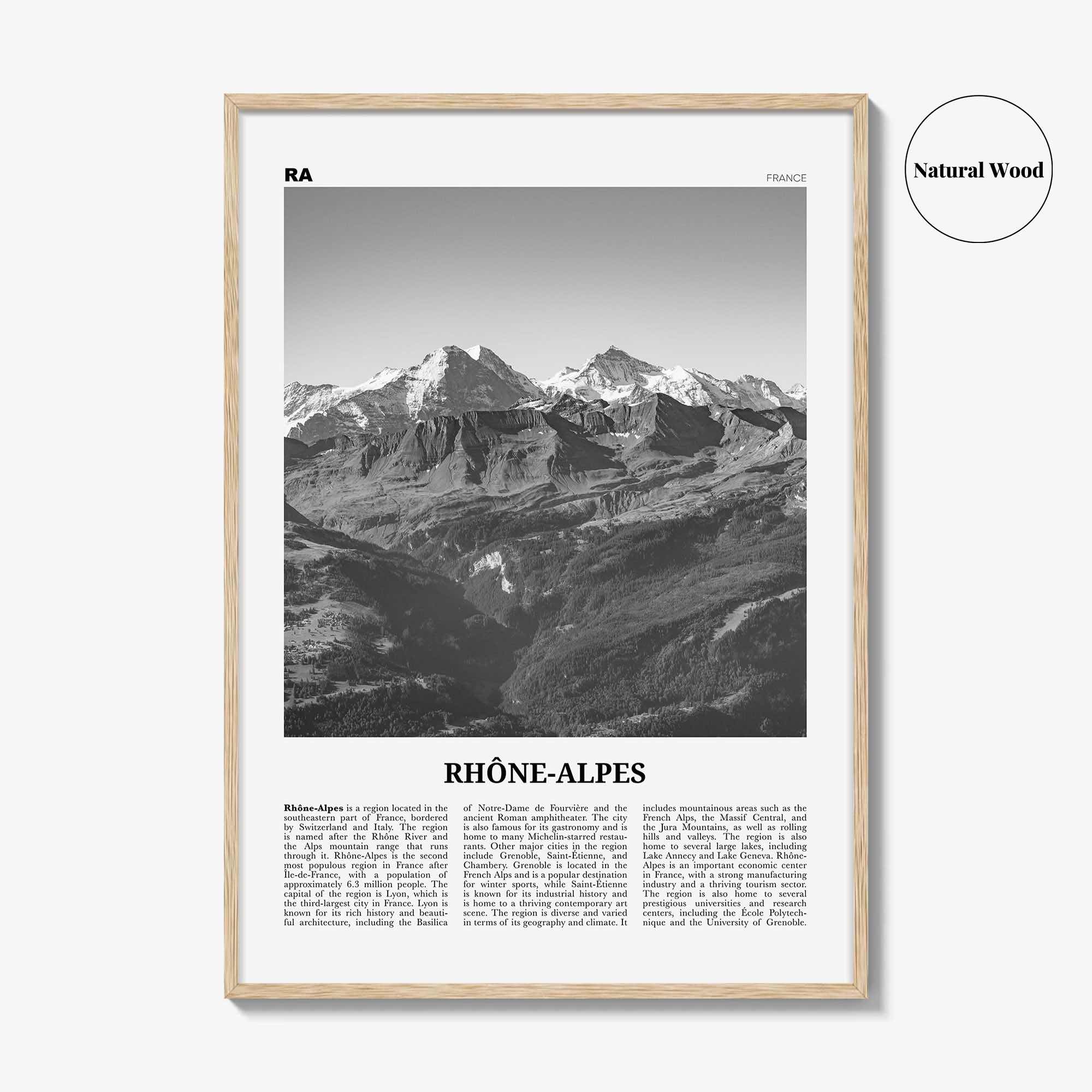 Rhone Alpes Print Black and White, Rhône-Alpes Wall Art, Rhône-Alpes Poster, Rhône-Alpes Photo, Rhône-Alpes Wall Décor, Rhône-Alpes Map
