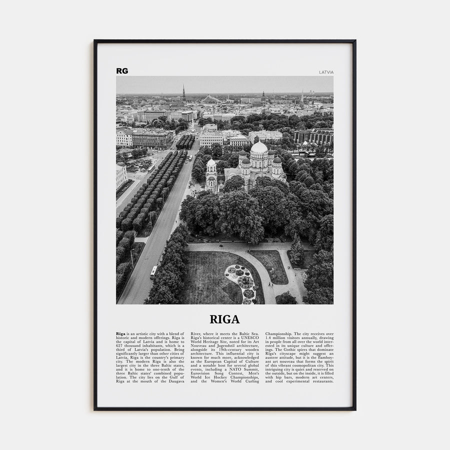 Riga Travel B&W Poster