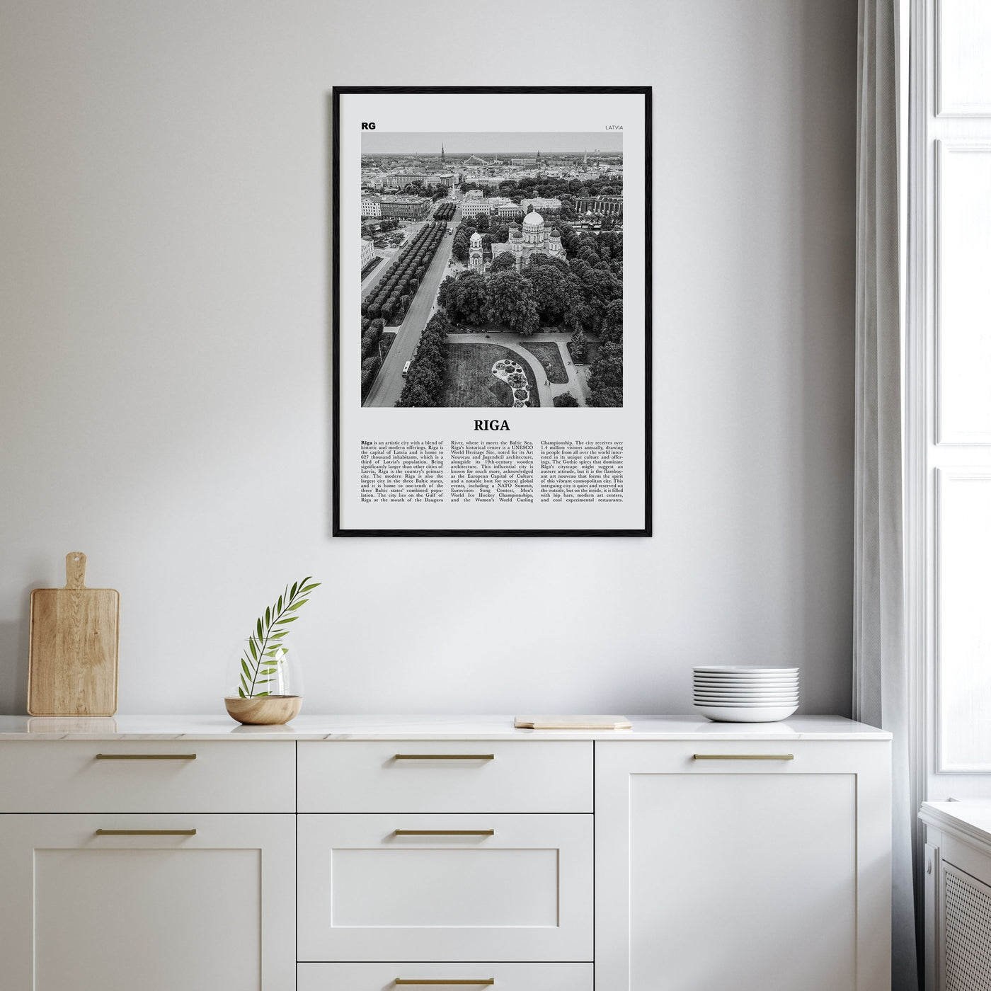 Riga Travel B&W Poster
