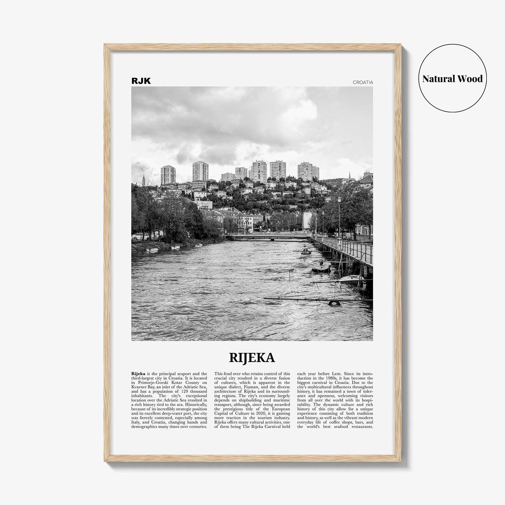 Rijeka Print Black and White, Rijeka Wall Art, Rijeka Poster, Rijeka Photo, Rijeka Wall Décor, Croatia, Hrvatska, Travel Poster Print