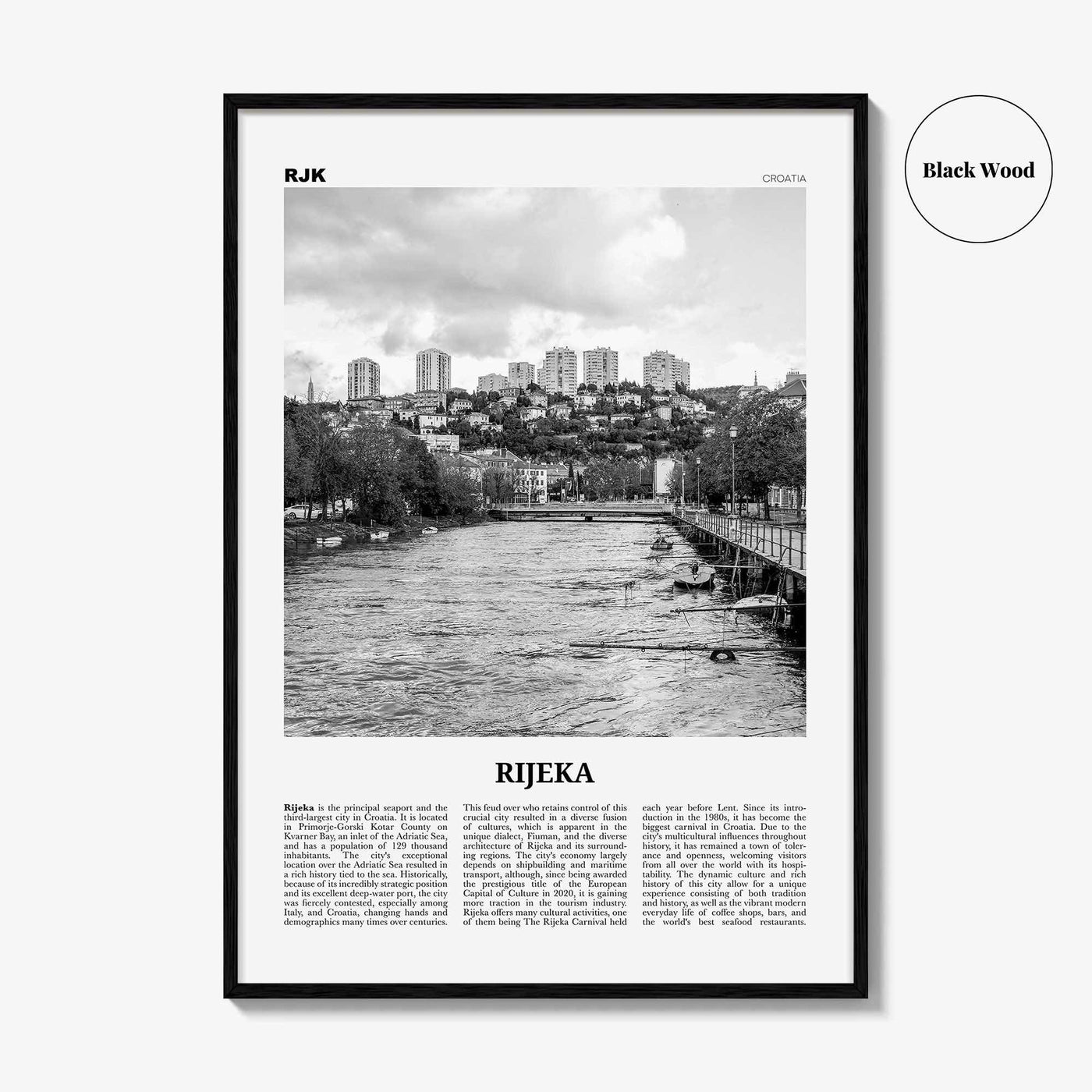 Rijeka Print Black and White, Rijeka Wall Art, Rijeka Poster, Rijeka Photo, Rijeka Wall Décor, Croatia, Hrvatska, Travel Poster Print