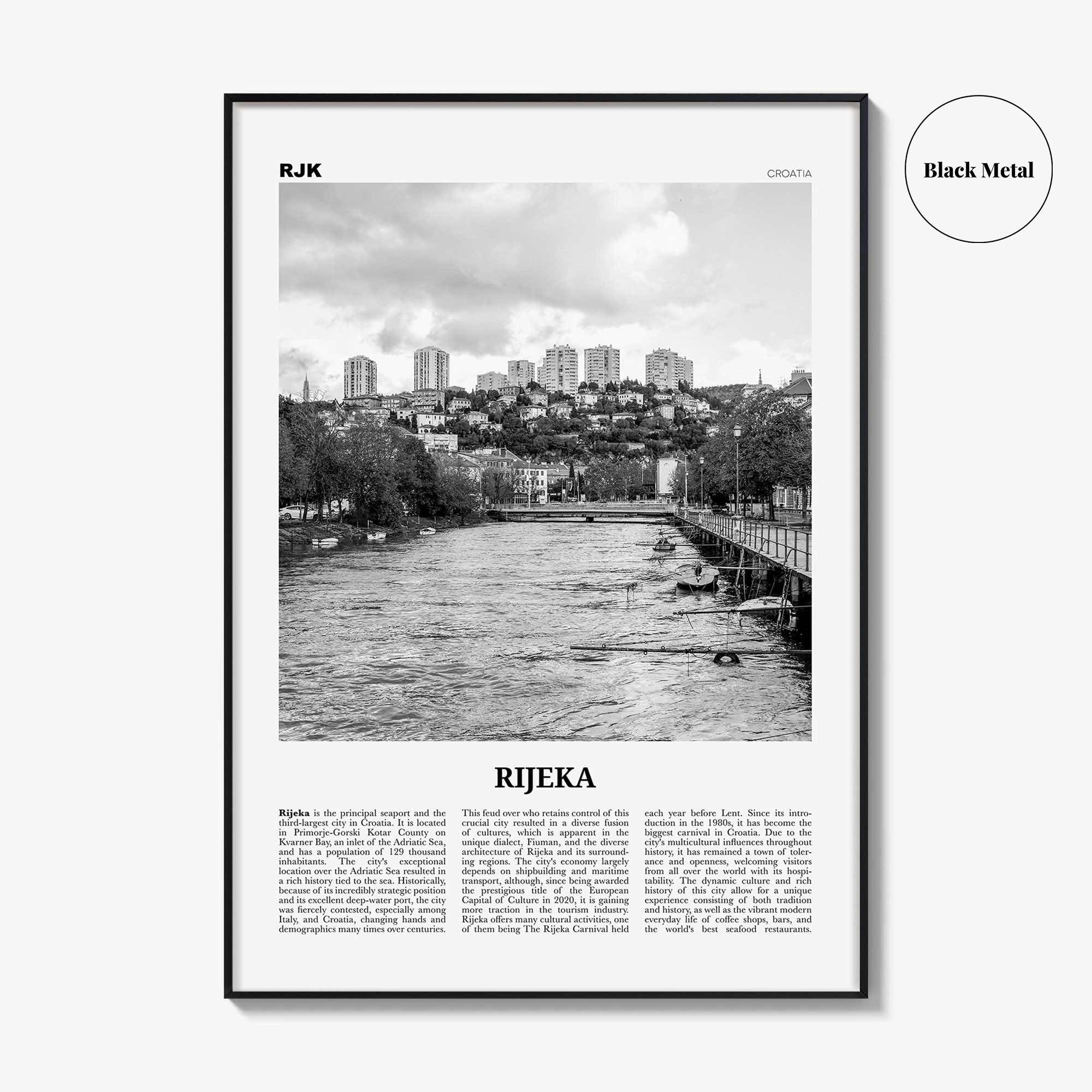 Rijeka Print Black and White, Rijeka Wall Art, Rijeka Poster, Rijeka Photo, Rijeka Wall Décor, Croatia, Hrvatska, Travel Poster Print