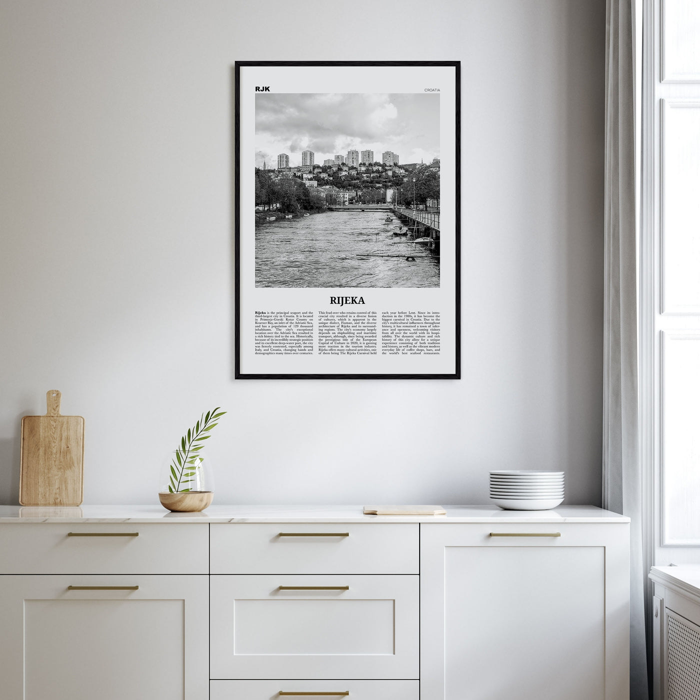 Rijeka Travel B&W Poster