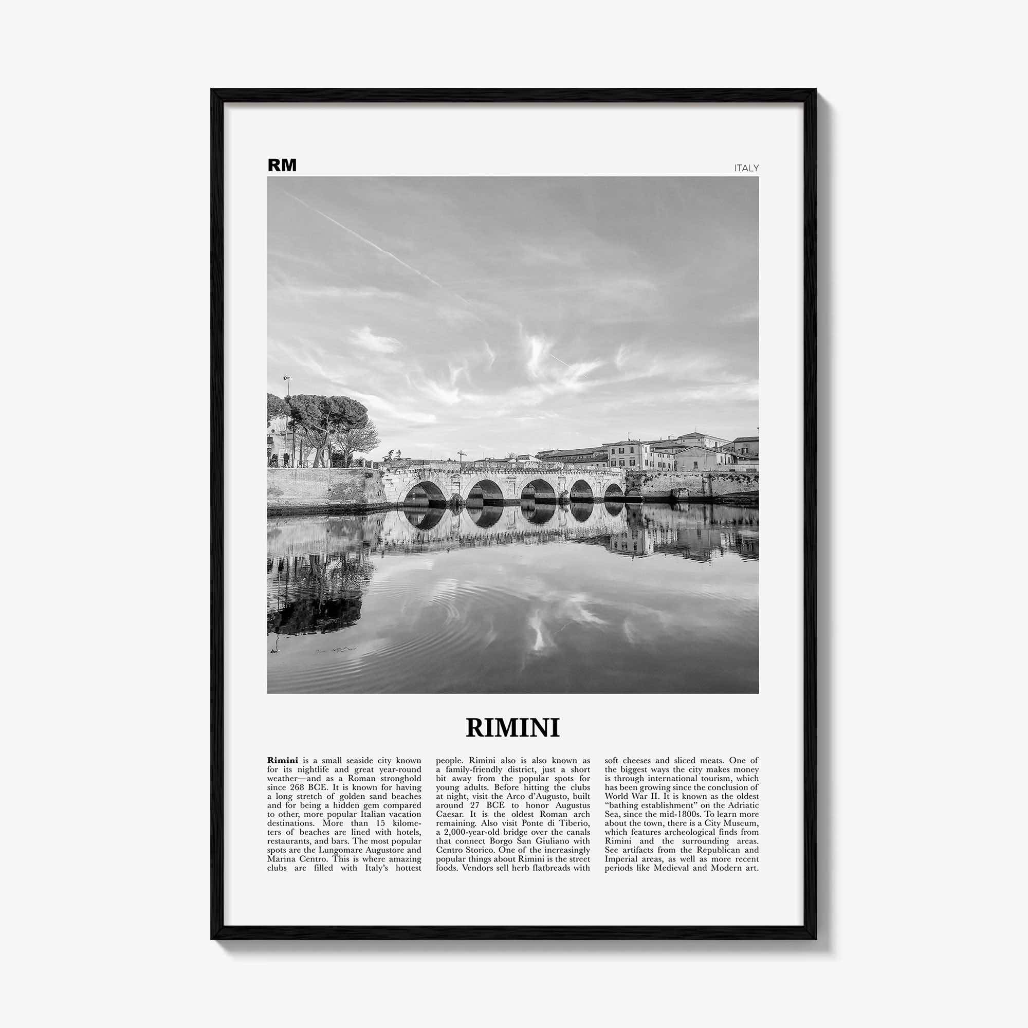 Rimini Print Black and White, Rimini Wall Art, Rimini Poster, Rimini Photo, Rimini Wall Décor, Rimini Map, Italy