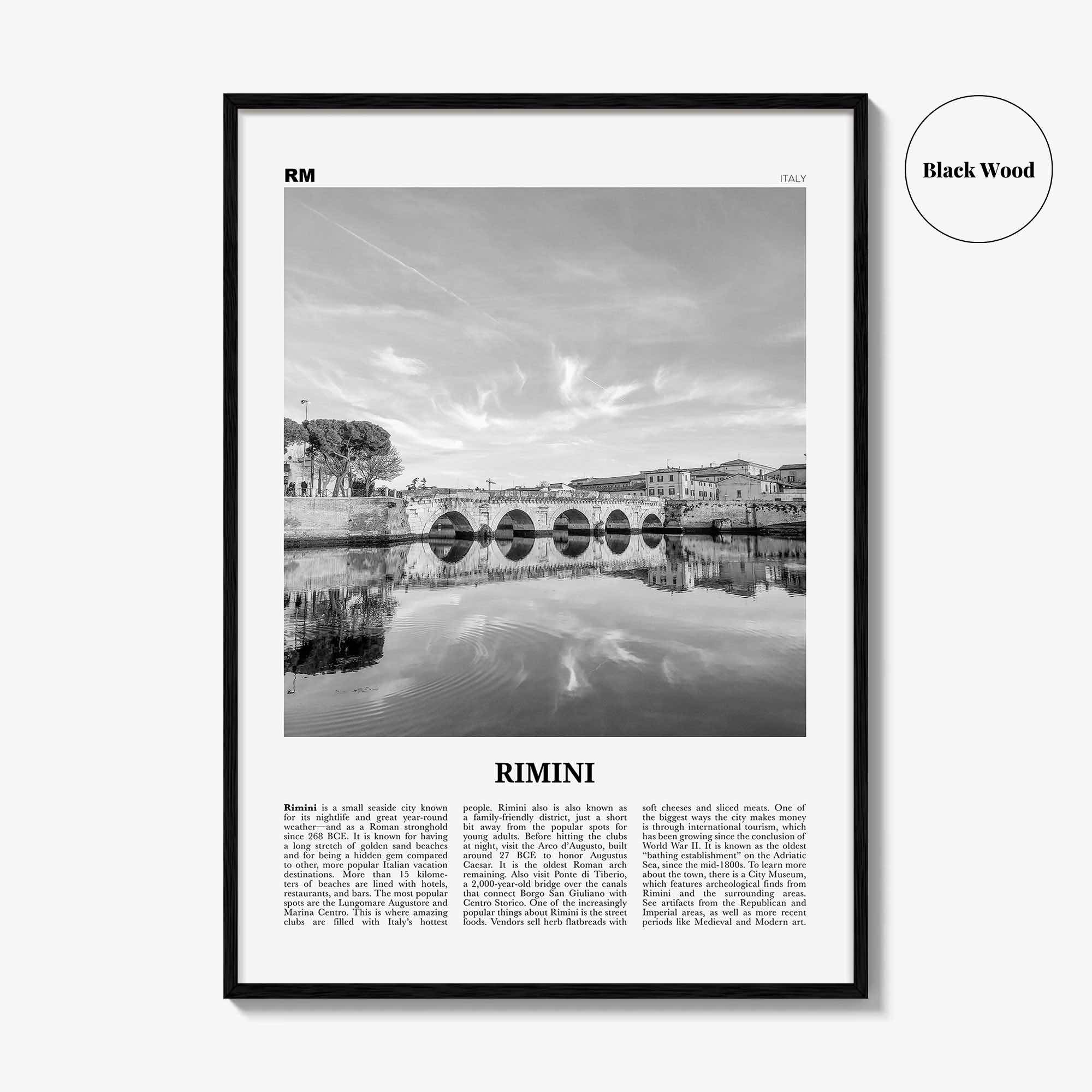 Rimini Print Black and White, Rimini Wall Art, Rimini Poster, Rimini Photo, Rimini Wall Décor, Rimini Map, Italy