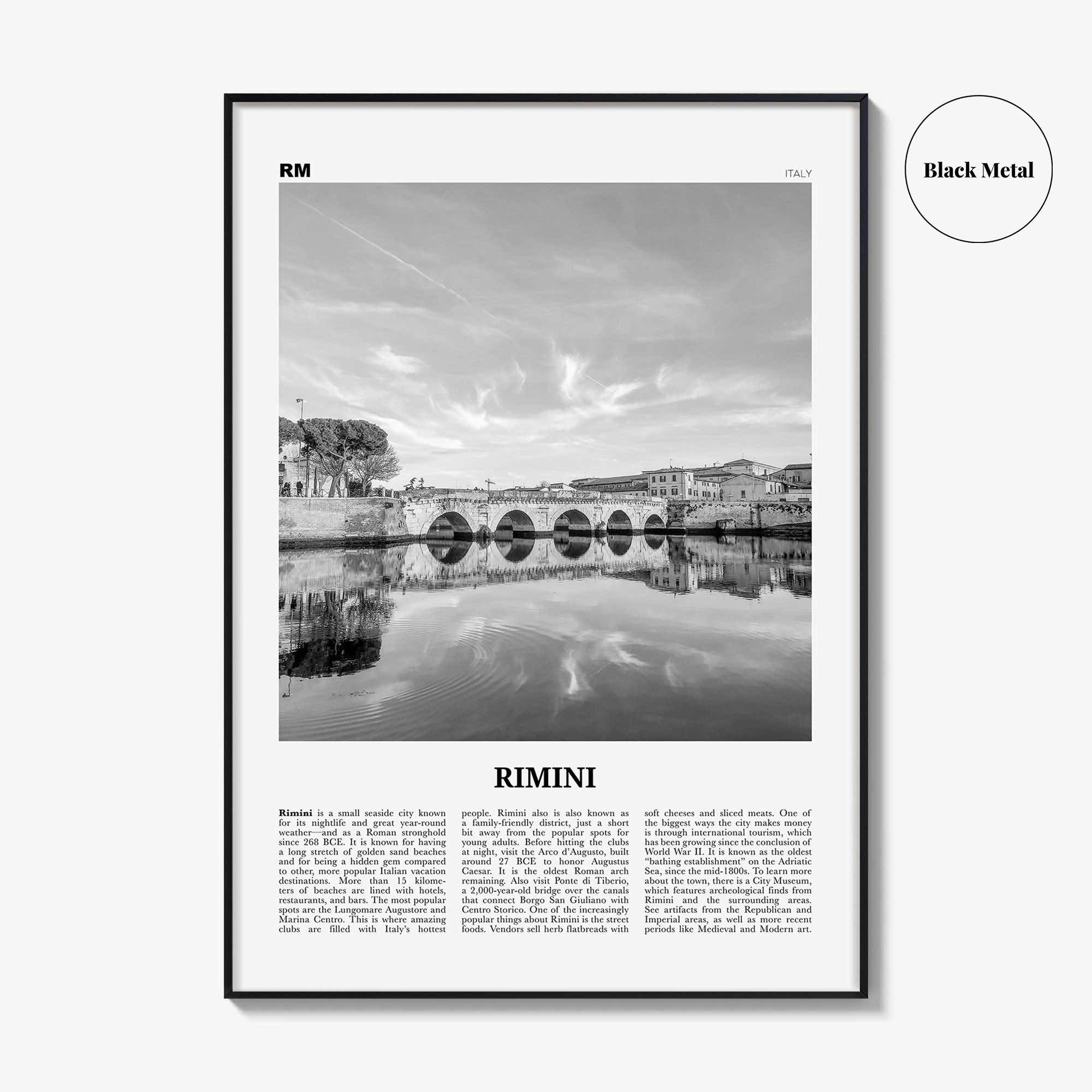 Rimini Print Black and White, Rimini Wall Art, Rimini Poster, Rimini Photo, Rimini Wall Décor, Rimini Map, Italy