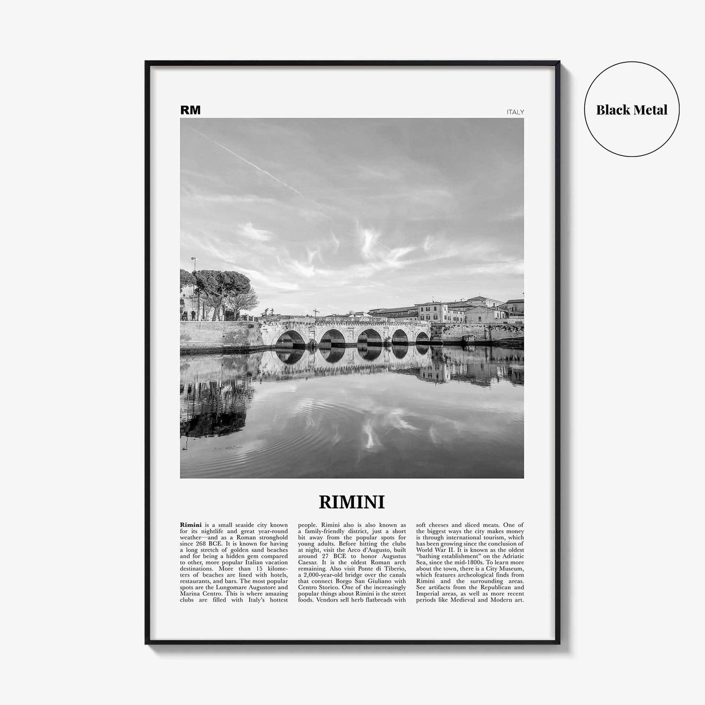 Rimini Print Black and White, Rimini Wall Art, Rimini Poster, Rimini Photo, Rimini Wall Décor, Rimini Map, Italy